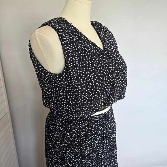 WD.NY White Black Polka Dot Pleated Midi Skirt Set Women's M Classic Old Money - Picture 7 of 15